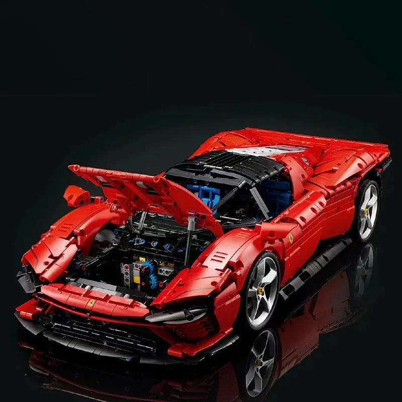 MOC Motorized Building Block Set: Ferrari Daytona SP3 81998 Racing Hyper Car, Model 81998 / 8787 / 8888