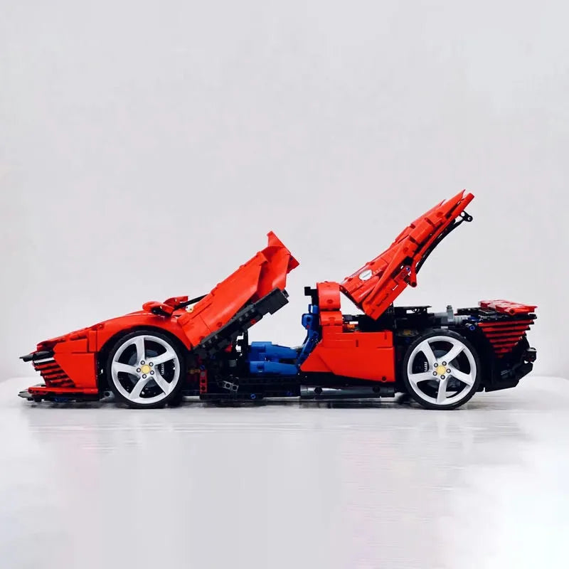 MOC Motorized Building Block Set: Ferrari Daytona SP3 81998 Racing Hyper Car, Model 81998 / 8787 / 8888