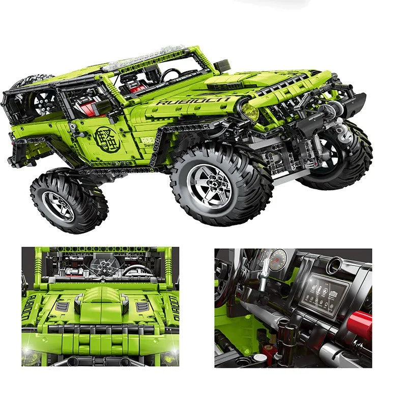 MOC Motorized Building Block Set: Off-Road Jeep Wrangler Rubicon J902, Model J-902