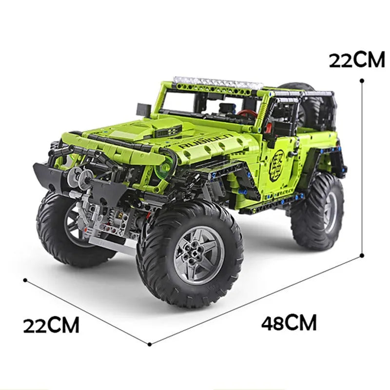 MOC Motorized Building Block Set: Off-Road Jeep Wrangler Rubicon J902, Model J-902