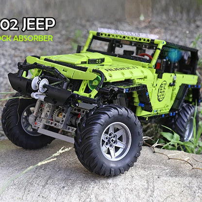 MOC Motorized Building Block Set: Off-Road Jeep Wrangler Rubicon J902, Model J-902
