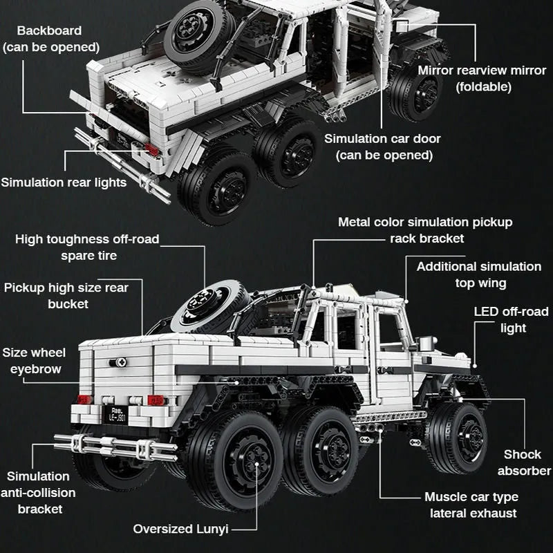 MOC Motorized Building Block Set: Off-Road SUV LAND CRUISER AMG