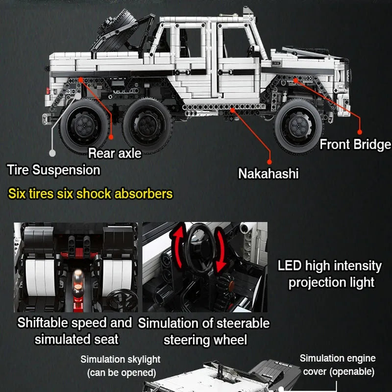 MOC Motorized Building Block Set: Off-Road SUV LAND CRUISER AMG