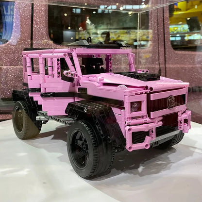 MOC Motorized Building Block Set: RC Off-Road Pink King Kong Barbie SUV Car, Model J903M