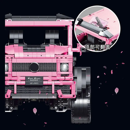 MOC Motorized Building Block Set: RC Off-Road Pink King Kong Barbie SUV Car, Model J903M