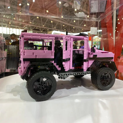 MOC Motorized Building Block Set: RC Off-Road Pink King Kong Barbie SUV Car, Model J903M