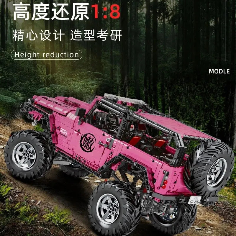 MOC Motorized Building Block Set: RC Off-Road Pink King Kong Barbie SUV Car, Model J903M
