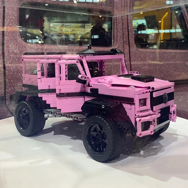 MOC Motorized Building Block Set: RC Off-Road Pink King Kong Barbie SUV Car, Model J903M