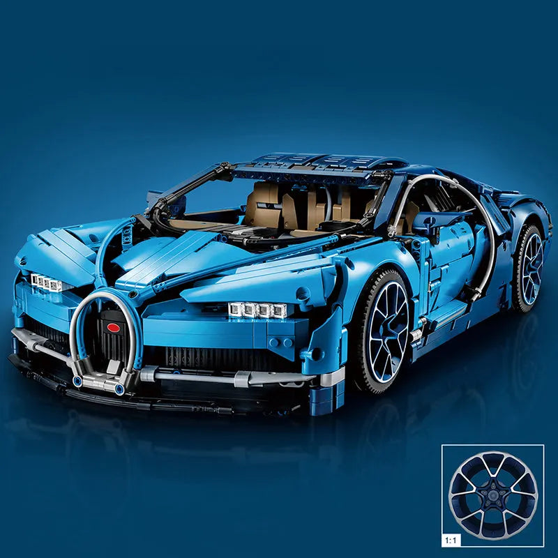 MOC Motorized Building Block Set: Supercar Bugatti Chiron Racing Car