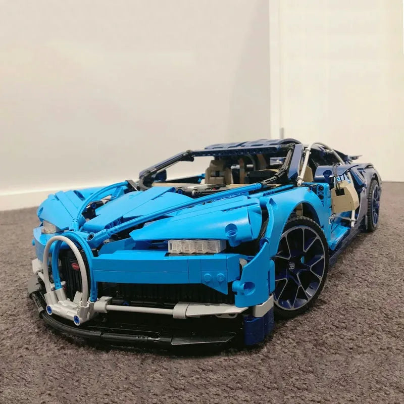 MOC Motorized Building Block Set: Supercar Bugatti Chiron Racing Car