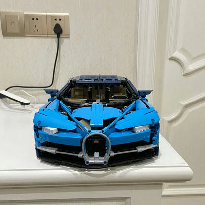 MOC Motorized Building Block Set: Supercar Bugatti Chiron Racing Car