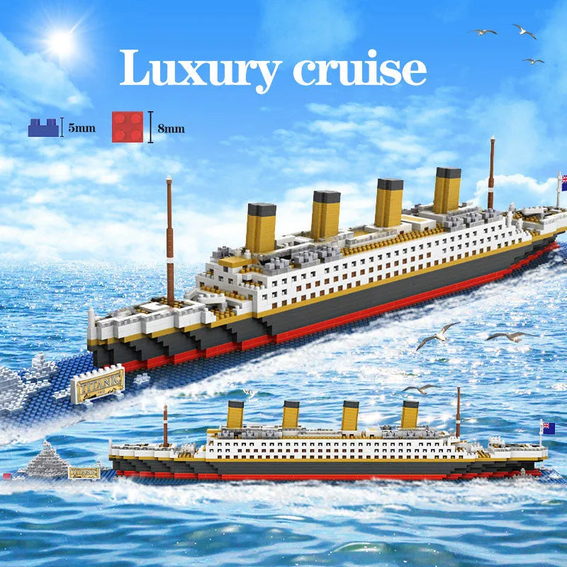 MOC Building Block Set: Titanic Cruise Steam Ship MINI Boat, Model JM50