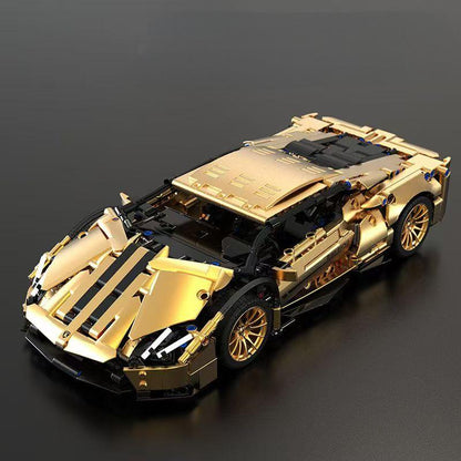 Trilumity Building Block Set: 1:14 Gold Lamborghini P1 Sports Car Sets, Collectable Model for Boys Men Teens (1309-Piece)