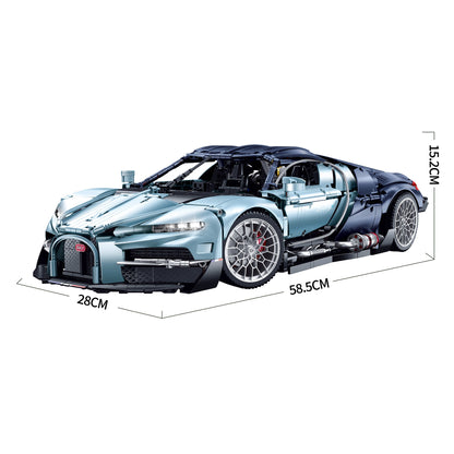 Trilumity Motorized Building Block Set: 1:8 French Hybrid V16 Hypercar | A Precision Blue Beast | Ultimate Collector's Item (3719-Piece)