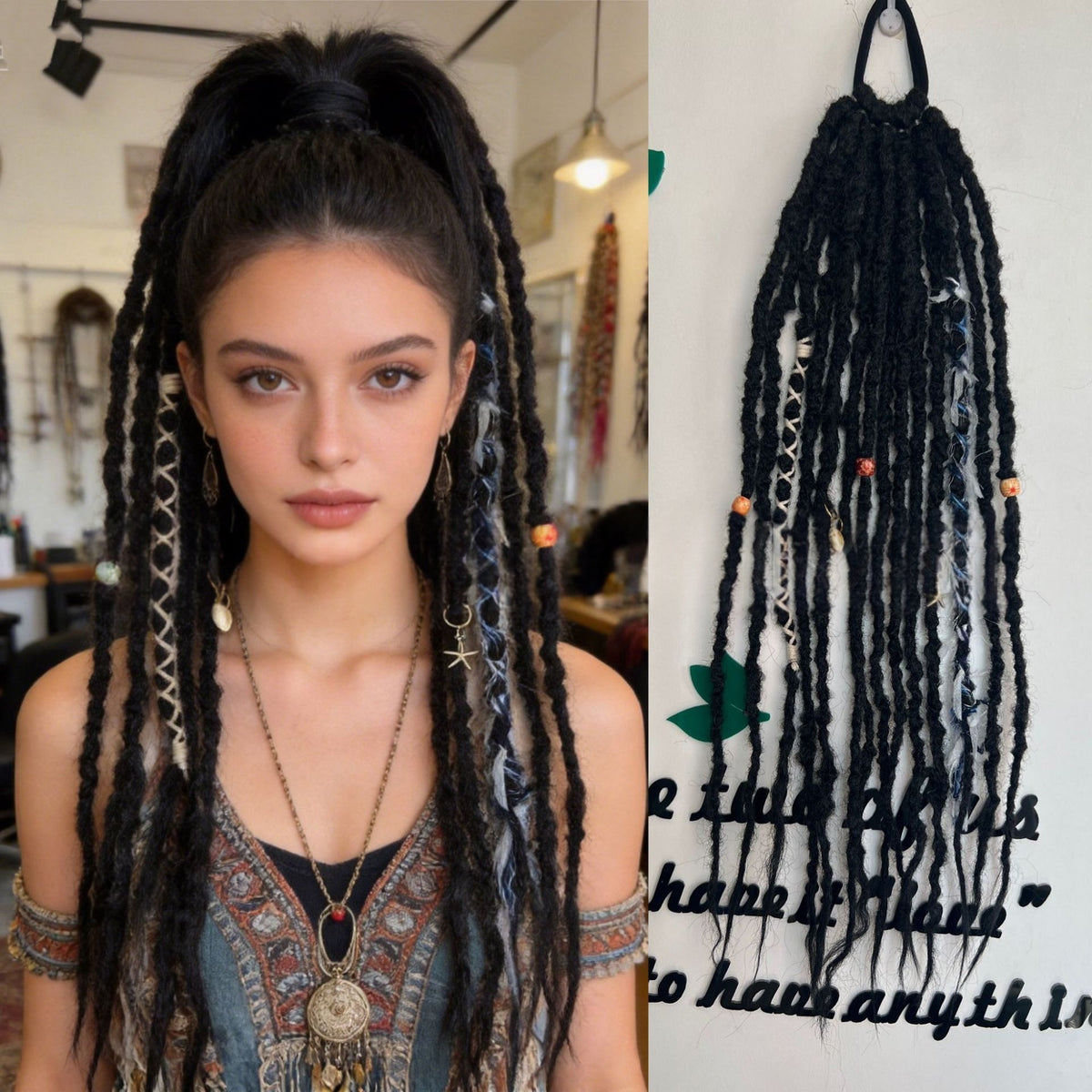 Trilumity Dreadlock Ponytail in Gold, parting detail