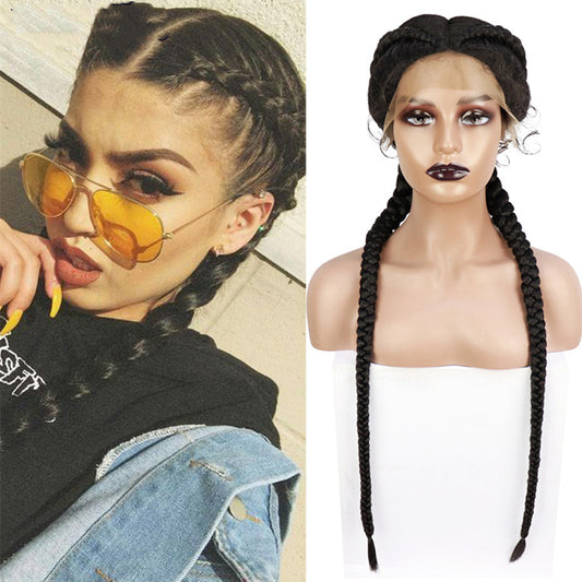 Trilumity Braided Lace Front Wig in Natural Black, front view