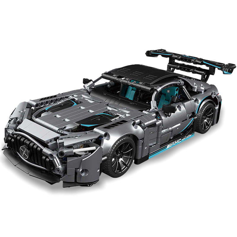 Trilumity Building Block Set: 1: 14 Silver Mercedes AMG Gt50, Detailed Reproduction, Cost-effective Choice (1466-Piece)