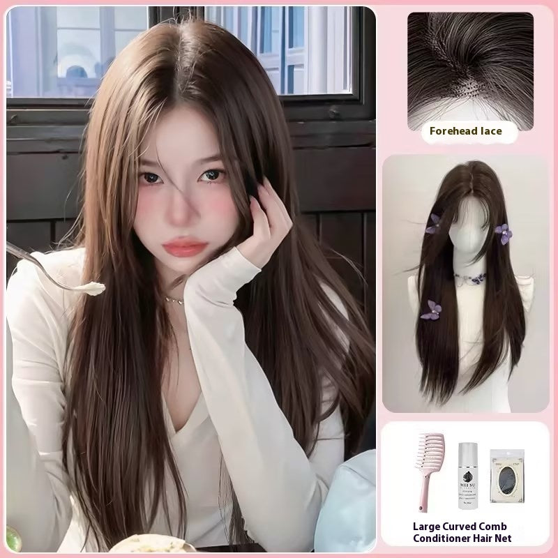 Trilumity Straight Lace Front Wig in Black, hair texture close-up