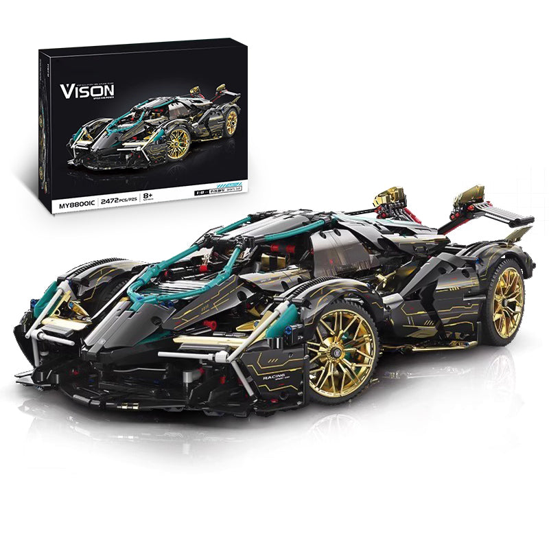Trilumity Motorized Building Block Set: 1: 8 Lamborghini Lambo V12 Vision GT, Cyberpunk Style, Electric Opening and Closing Cockpit (2472-Piece)