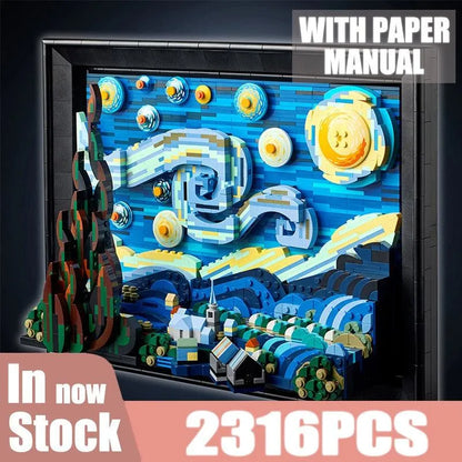 DK MOC Building Block Set: Van Gogh Paint Starry Night MOC DK21033, Model DK 21033