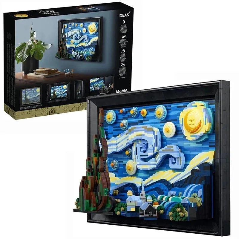 DK MOC Building Block Set: Idea Famous Picture Paint Starry Night, Model 21033