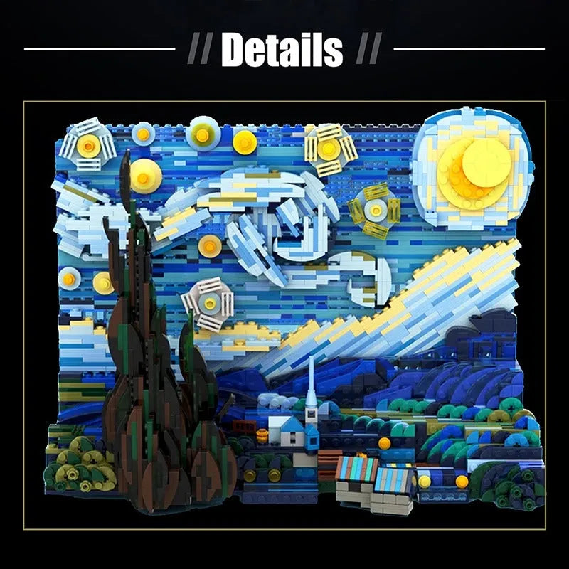 DK MOC Building Block Set: Idea Famous Picture Paint Starry Night, Model 21033
