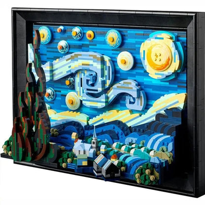 DK MOC Building Block Set: The Starry Night Paint Frame, Model DK 21033