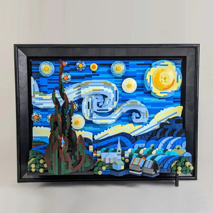 DK MOC Building Block Set: The Starry Night Paint Frame, Model DK 21033