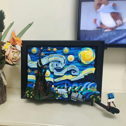 DK MOC Building Block Set: The Starry Night Paint Frame, Model DK 21033