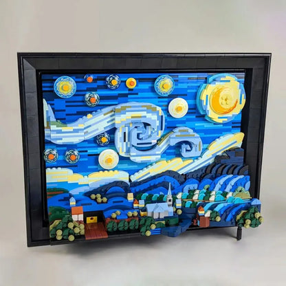 DK MOC Building Block Set: The Starry Night Paint Frame, Model DK 21033