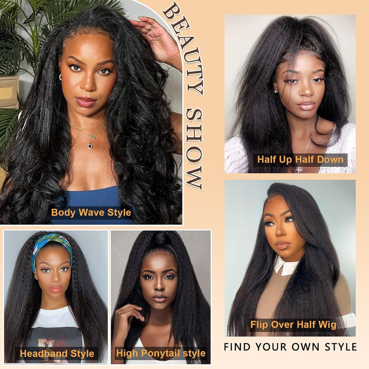 Trilumity Straight Wig in Natural Black, side profile