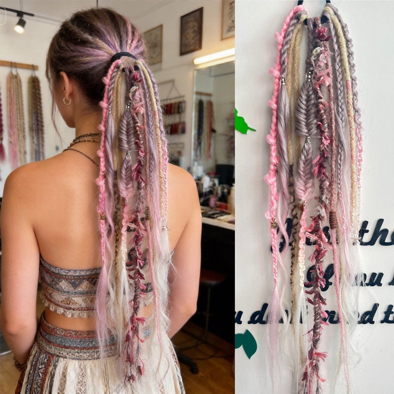 Trilumity Dreadlock Ponytail in Gold, close-up