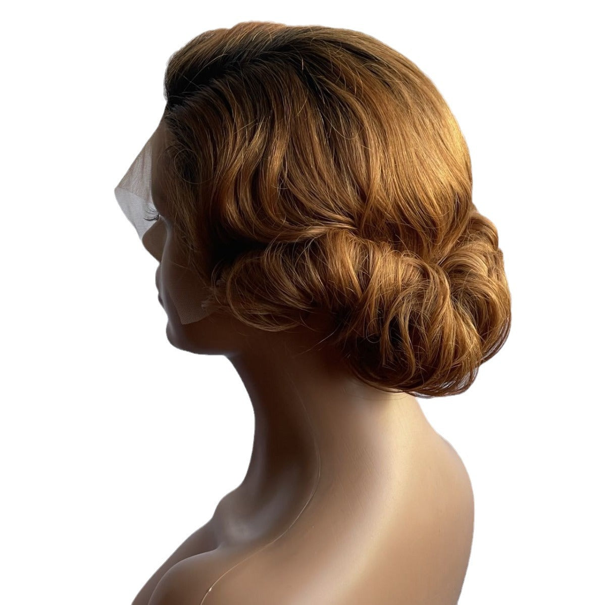 Trilumity Curly Lace Front Wig in Honey Blonde, cap and adjustable band construction