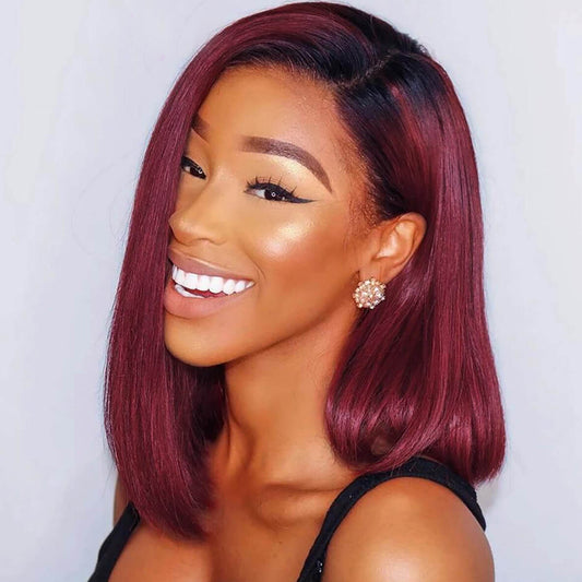 Trilumity Straight Wig in Burgundy, front view