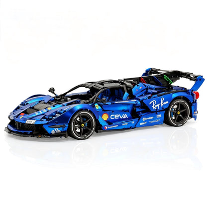 Trilumity Motorized Building Block Set: 1:8 The Ultimate Italian Hybrid Hypercar Evo | Matte Sapphire Blue Custom Edition (4058Piece)