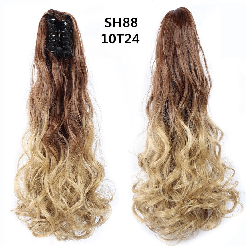 Trilumity Curly Ponytail in Blonde, side angle
