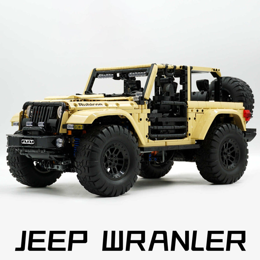 Trilumity Jeep Wrangler Off-Road Pickup with Remove Control, Electric Telescopic Hook Building Block Set, 1:6 Scale, Remote Control, 3,621-Piece