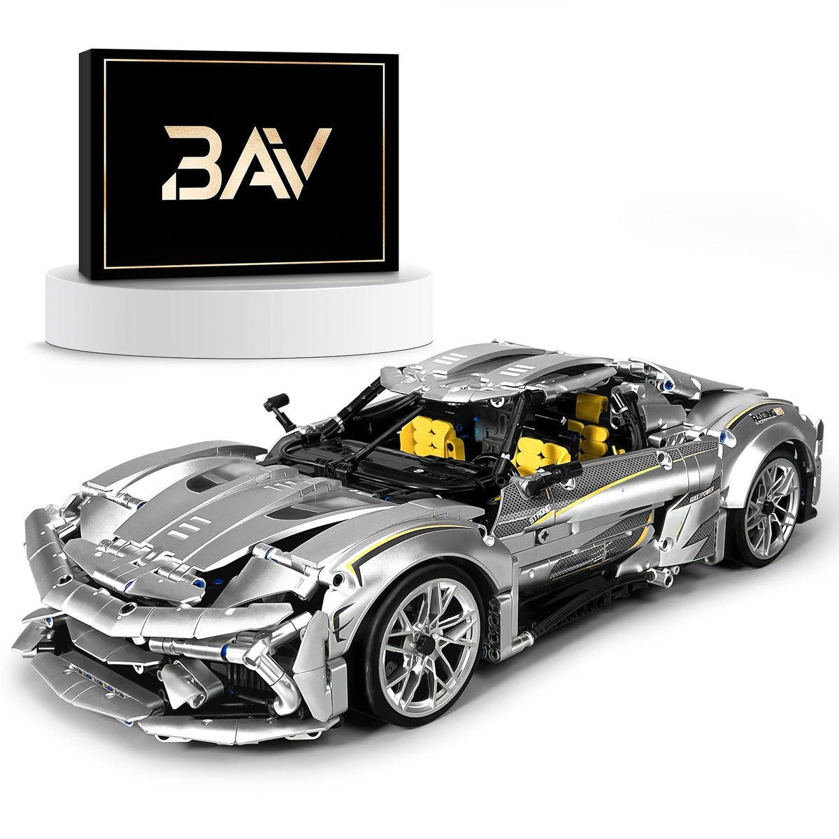 Trilumity Building Block Set: 1:10 Silver Koenigsegg Building Sets (2086Piece)