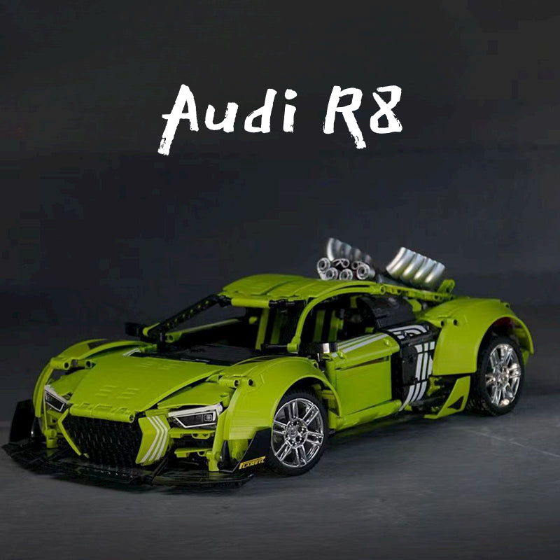 Trilumity Building Block Set: Audi R8 Green Beast, Large Rear Wing (2641-Piece)