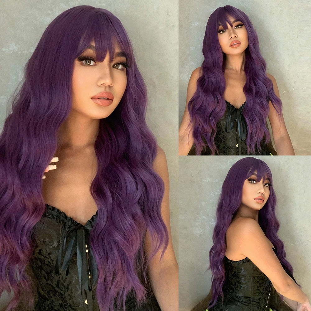 Trilumity Curly Wig with Bangs in White, side profile