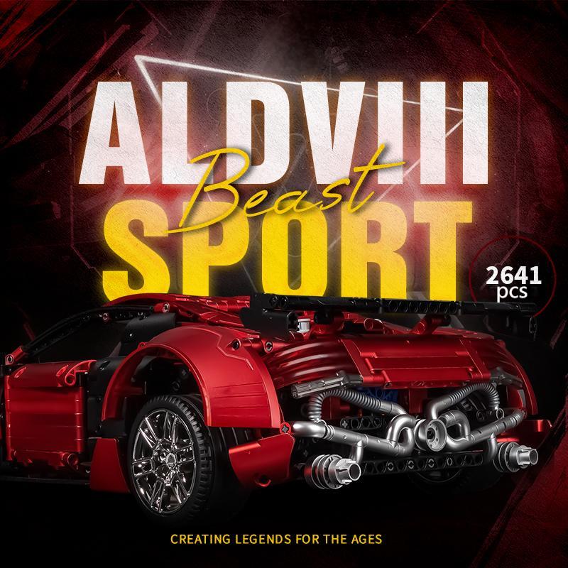 Trilumity Building Block Set: Audi R8 Red Beast, Large Rear Wing (2641-Piece)