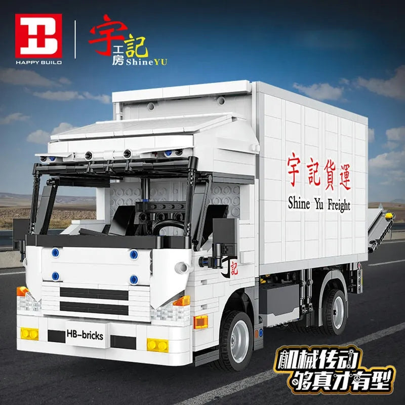 Happy Build MOC Motorized Building Block Set: 22010 Medium City Truck With Tail Lift, Model YC22010