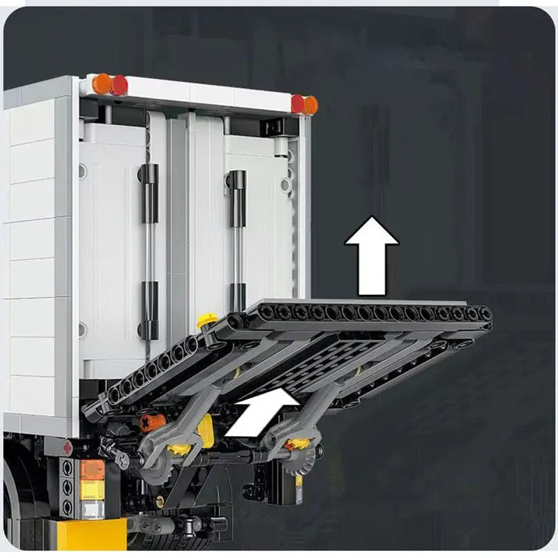 Happy Build MOC Motorized Building Block Set: 22010 Medium City Truck With Tail Lift, Model YC22010