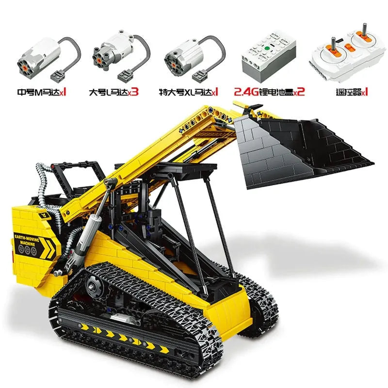 Happy Build MOC Building Block Set: APP Motorized RC Skid Steer Loader Truck, Model YC22007