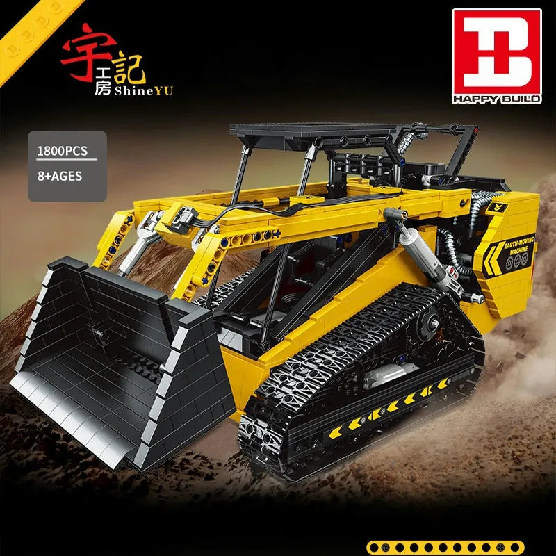 Happy Build MOC Building Block Set: APP Motorized RC Skid Steer Loader Truck, Model YC22007