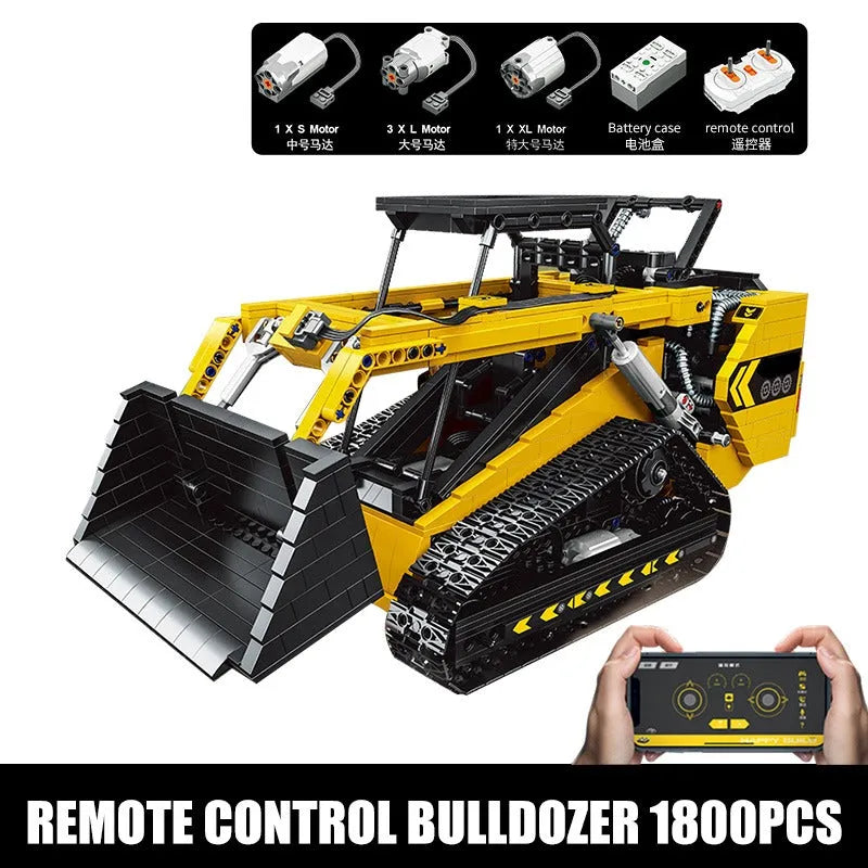 Happy Build MOC Building Block Set: APP Motorized RC Skid Steer Loader Truck, Model YC22007