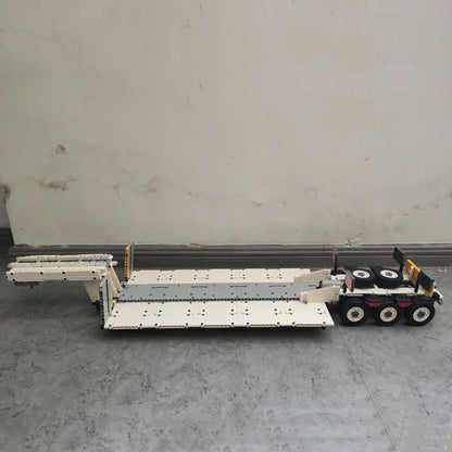 Happy Build MOC Building Block Set: APP Motorized RC Step Deck Trailer Truck, Model YCGC006