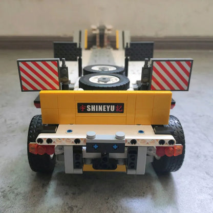 Happy Build MOC Building Block Set: APP Motorized RC Step Deck Trailer Truck, Model YCGC006