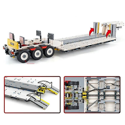 Happy Build MOC Building Block Set: APP Motorized RC Step Deck Trailer Truck, Model YCGC006