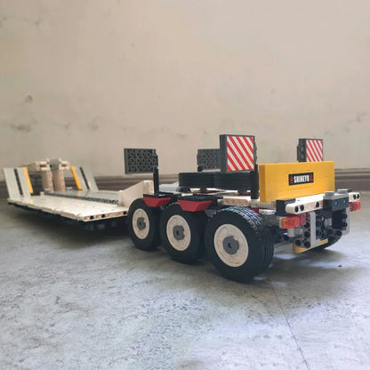Happy Build MOC Building Block Set: APP Motorized RC Step Deck Trailer Truck, Model YCGC006